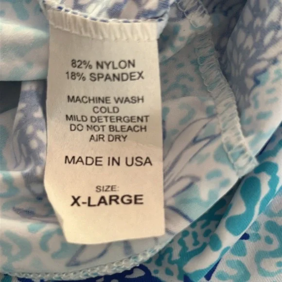 NWT Southwind Apparel Nylon & Spandex Blue Pineapple Wide Leg Palazzo Pants - Picture 8 of 8